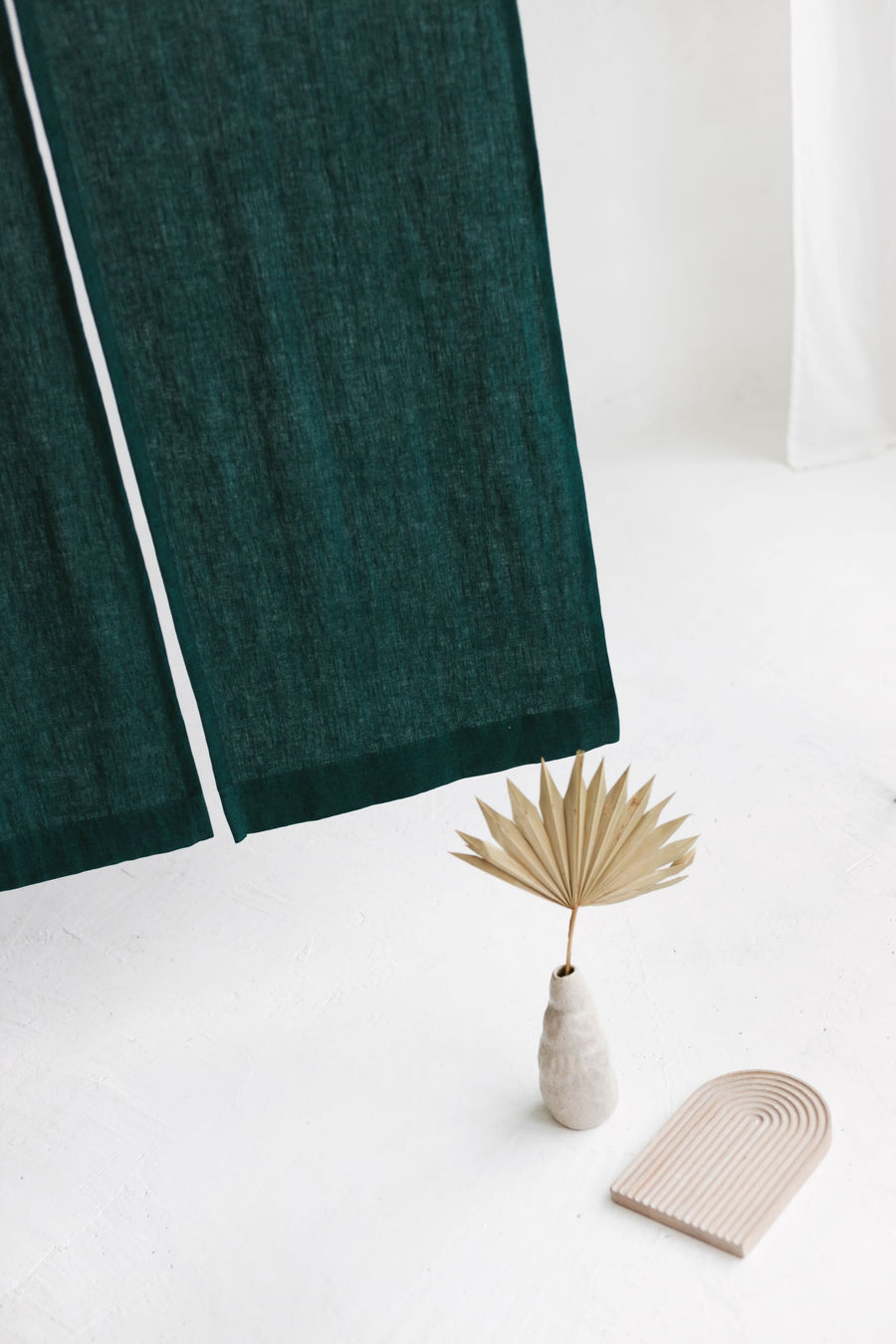 Emerald Linen Japanese Noren Curtain