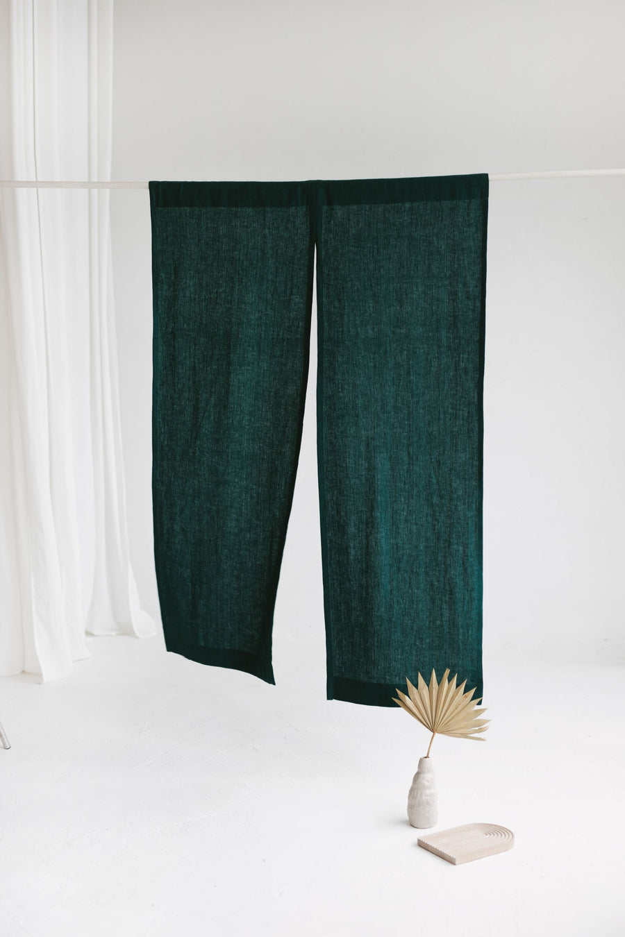 Emerald Linen Japanese Noren Curtain