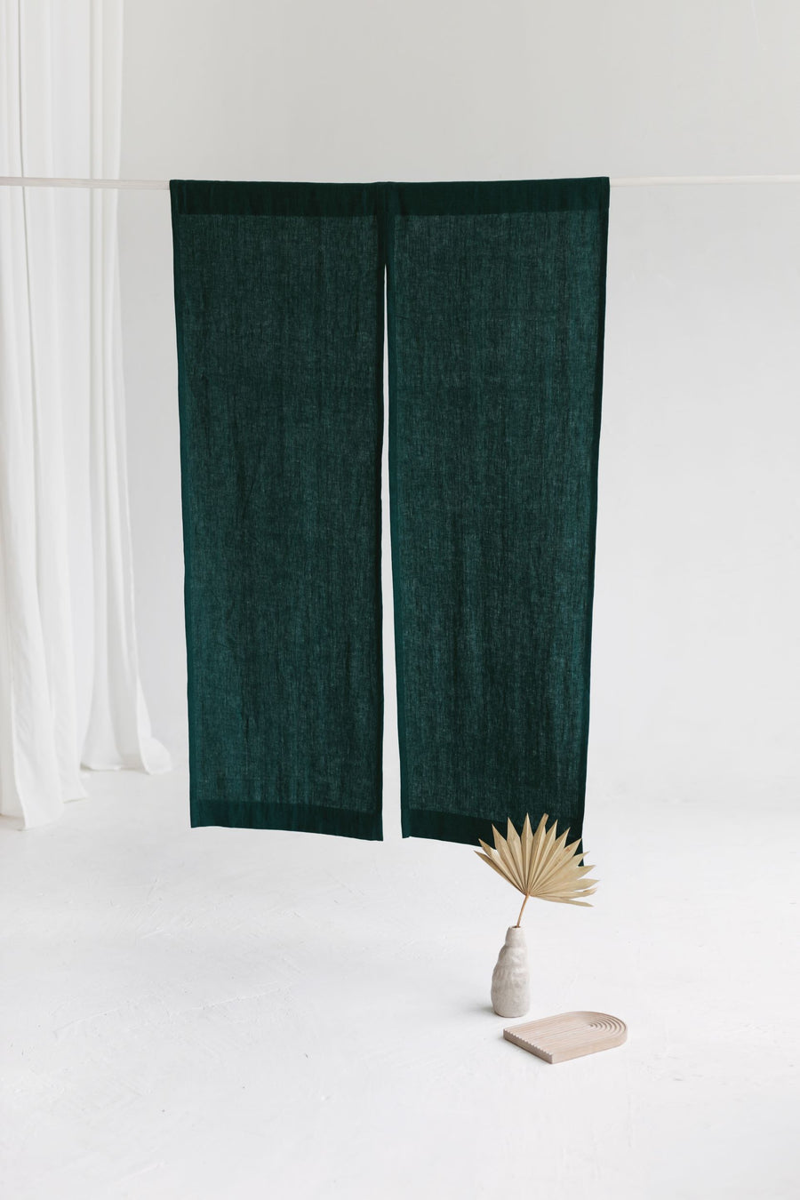 Emerald Linen Japanese Noren Curtain