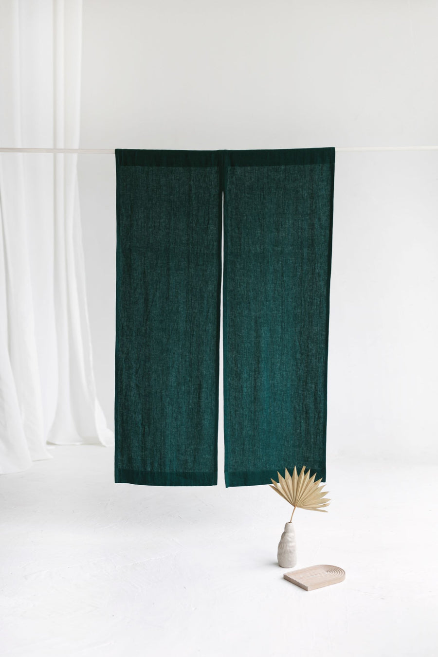 Emerald Linen Japanese Noren Curtain