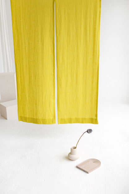 Chartreuse Yellow Linen Japanese Noren Curtain