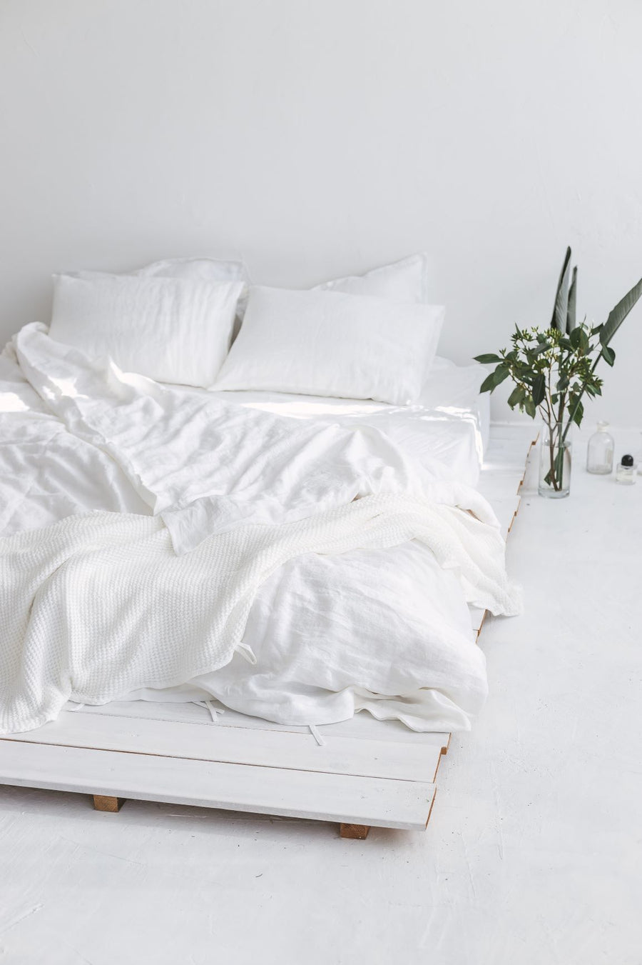 Set Of Natural Light Linen Duvet Cover And 2 Pillowcases