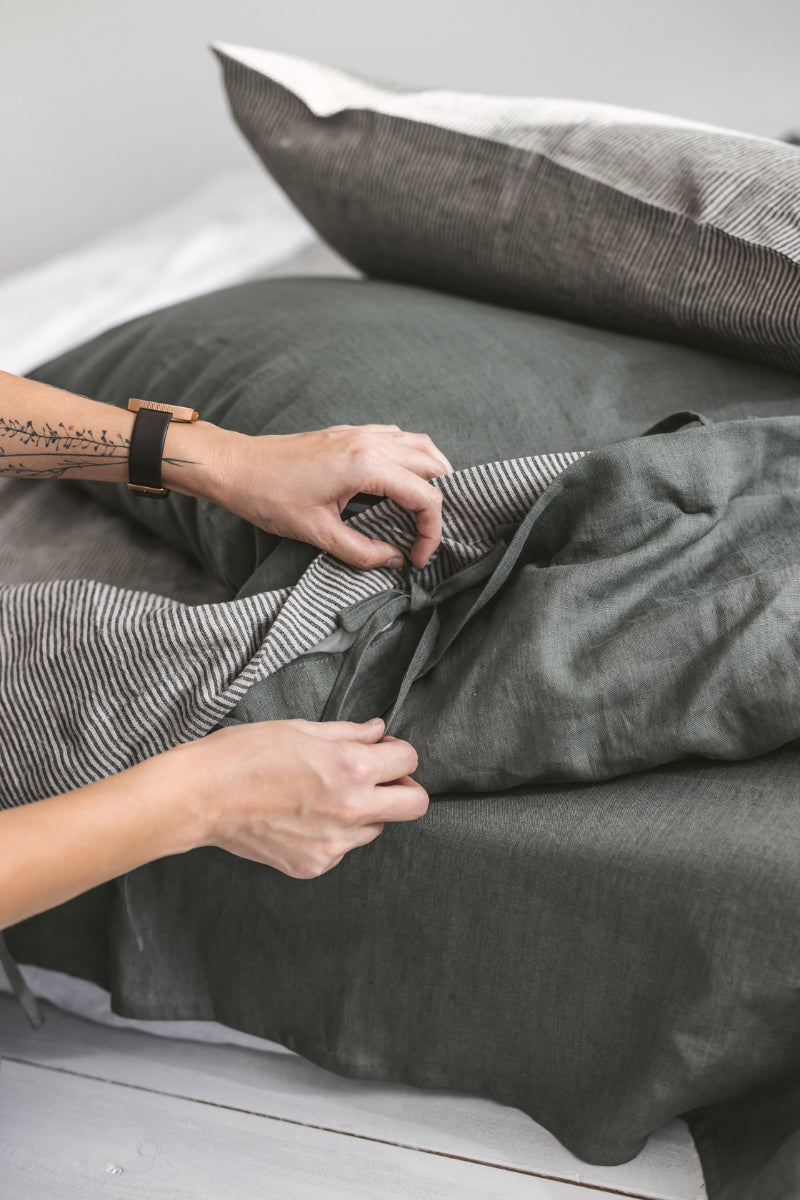 Dusty Blue Linen Duvet Cover