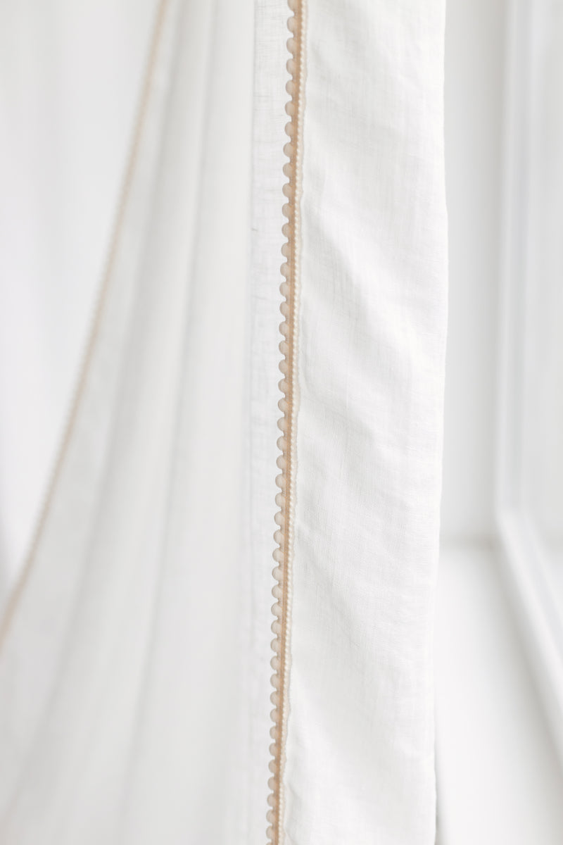 lightweight linen curtain with pom pom