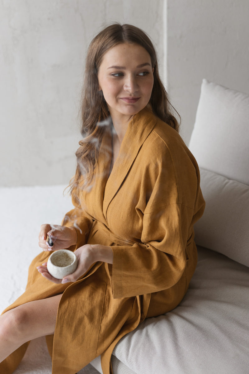 Amber Linen Robe | SAND SNOW LINEN – Sand Snow Linen