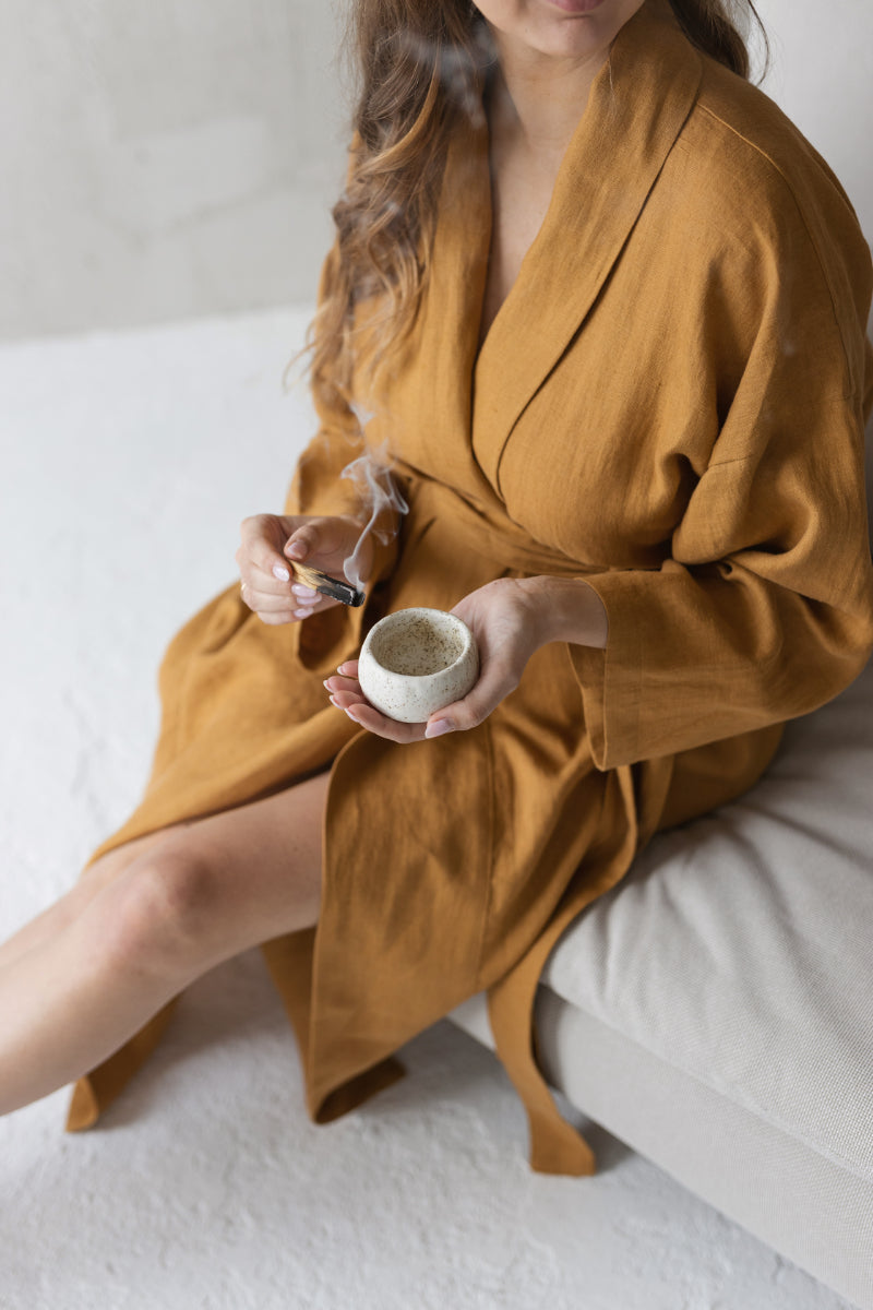 linen maternity bathrobe