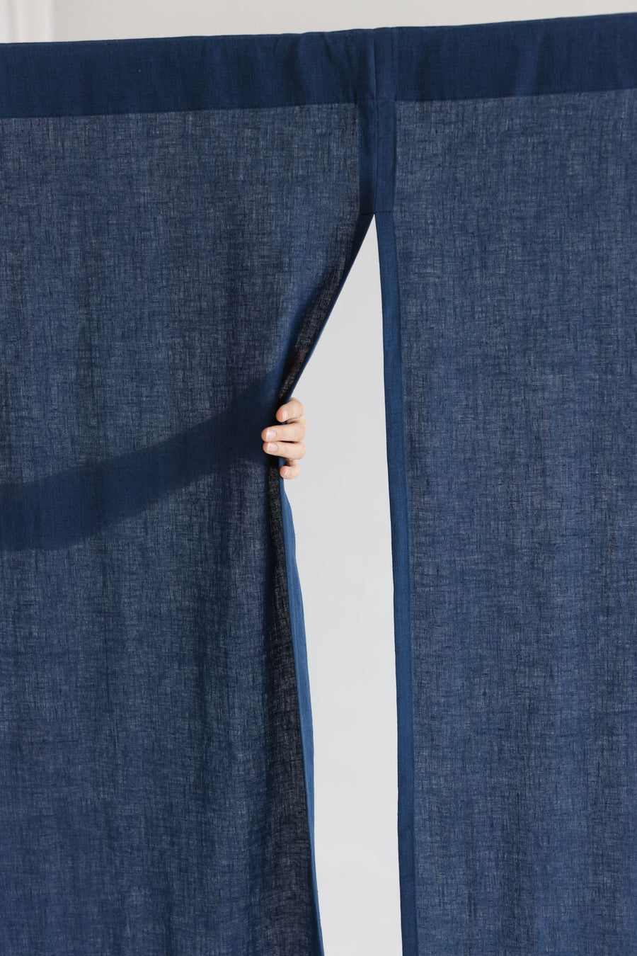 Steel Blue Linen Japanese Noren Curtain