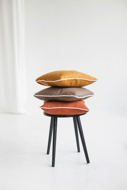 linen pom pom pillowcase