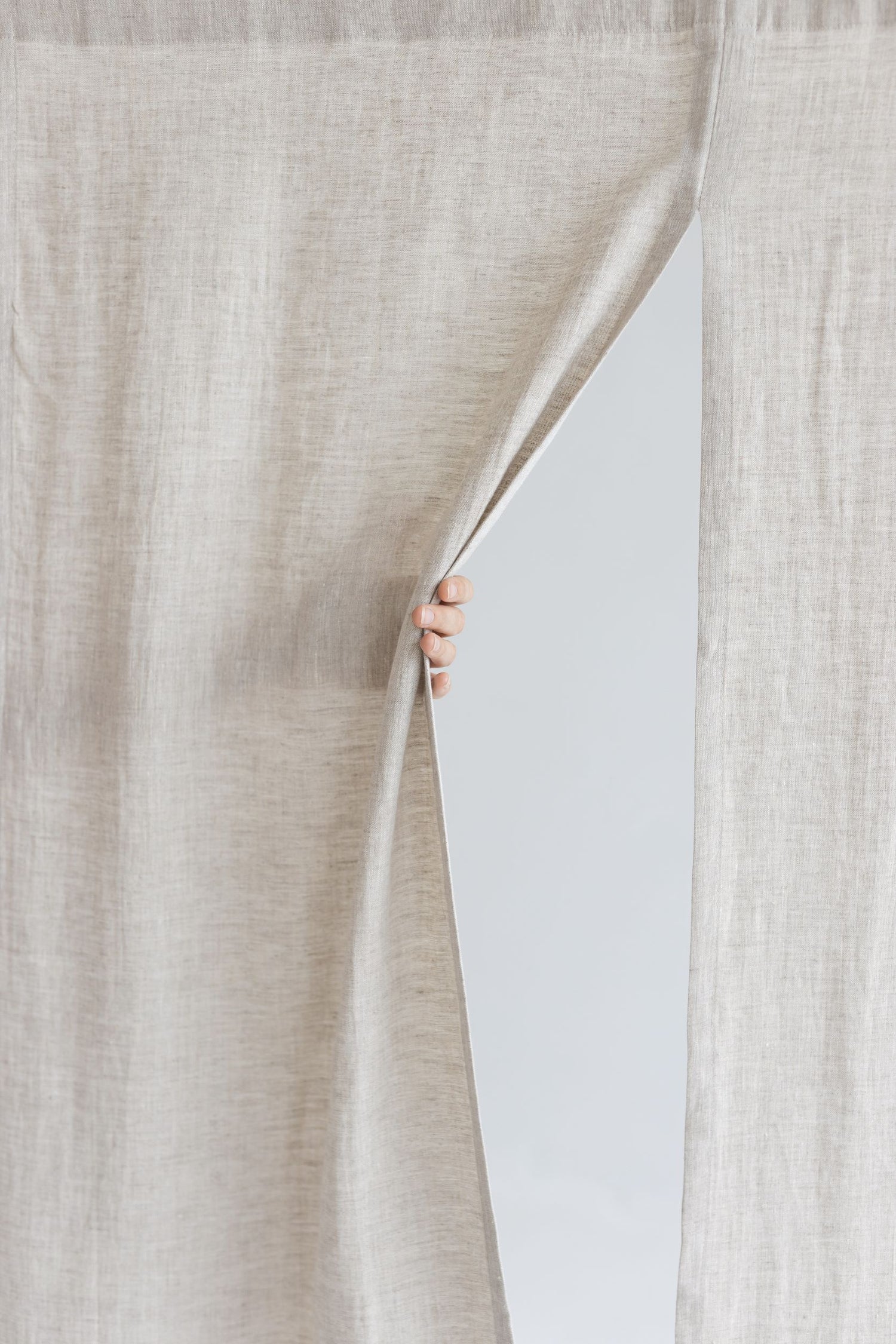 Color Block Natural Light Emerald Linen Japanese Noren Curtain