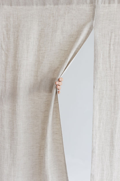 Color Block Natural Light Emerald Linen Japanese Noren Curtain