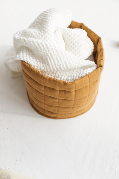 Linen Quilted Storage Basket