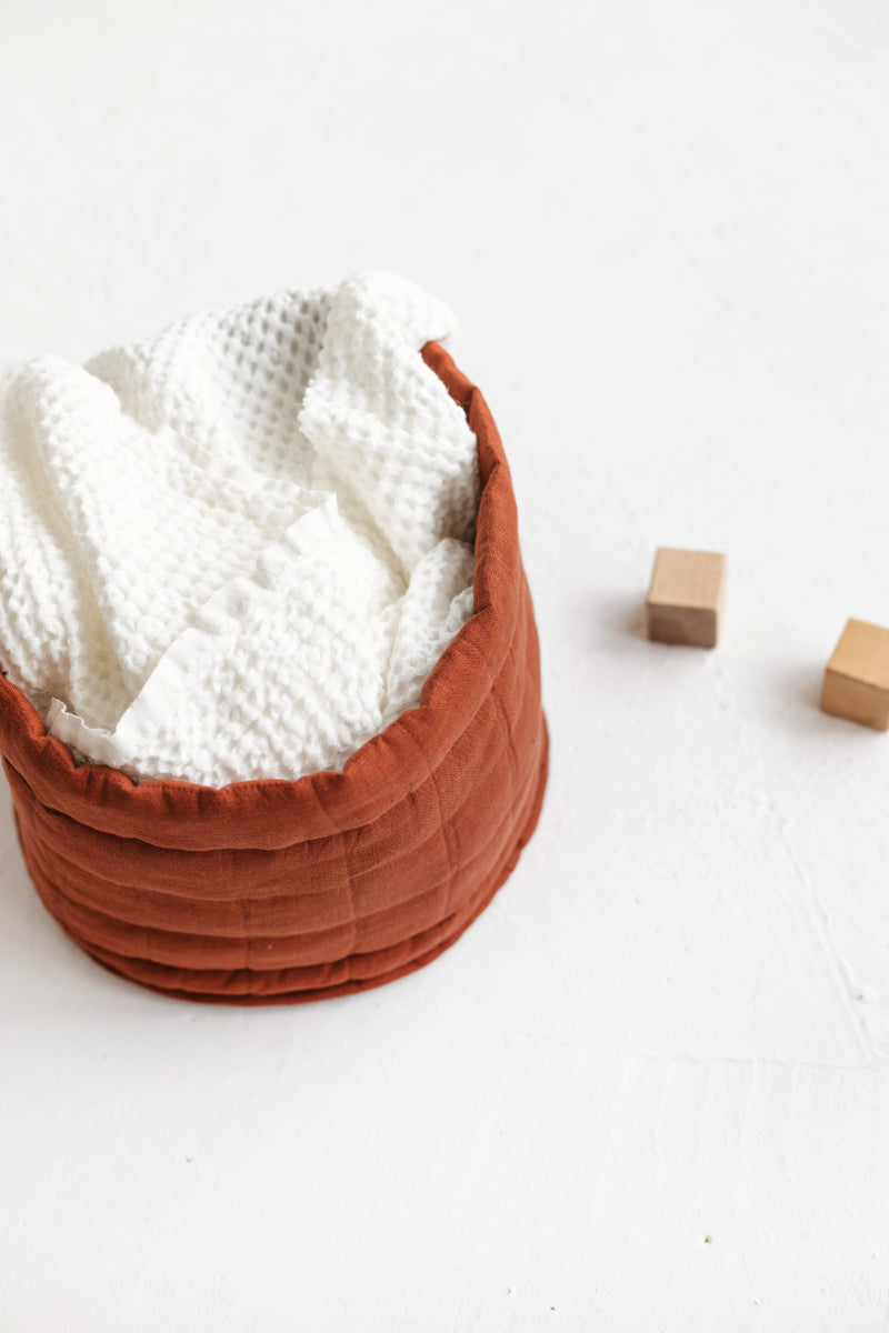 Linen Quilted Storage Basket