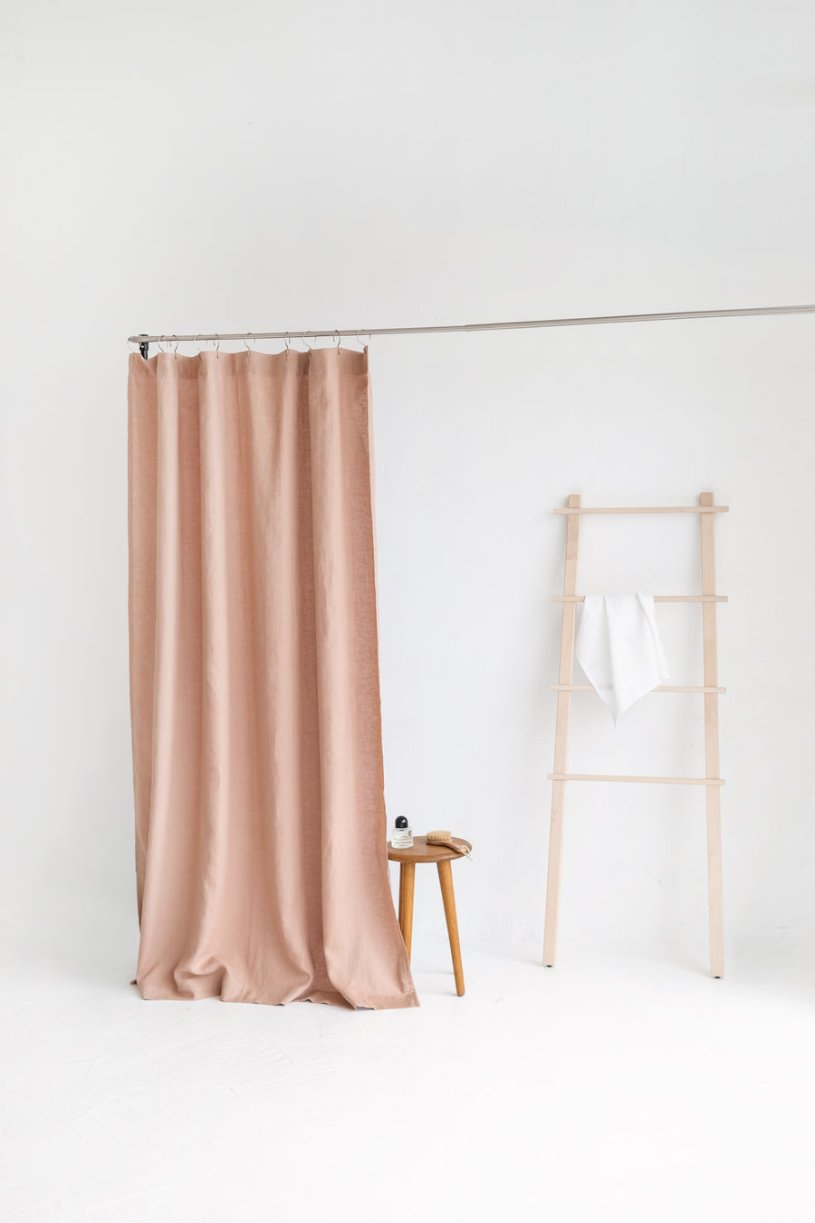 Waterproof Peach Linen Shower Curtain 140cm / 55'' width