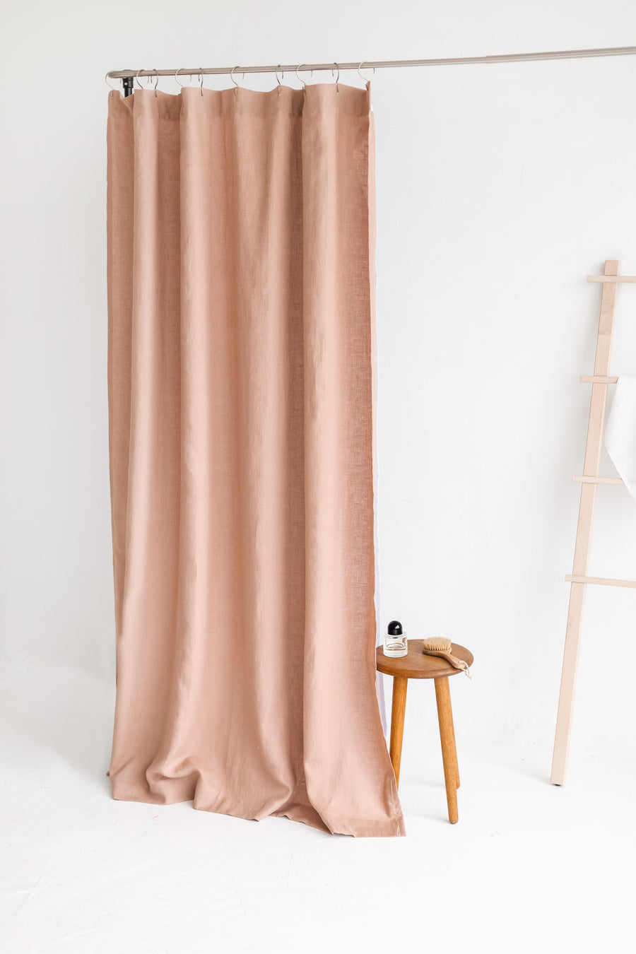Waterproof Peach Linen Shower Curtain 140cm / 55'' width
