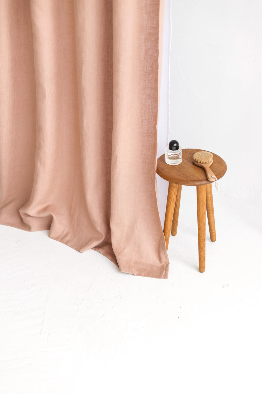 Waterproof Peach Linen Shower Curtain 140cm / 55'' width