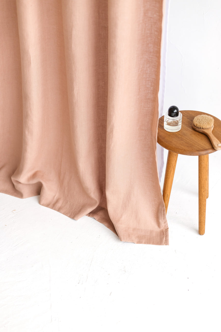 Waterproof Peach Linen Shower Curtain 140cm / 55'' width