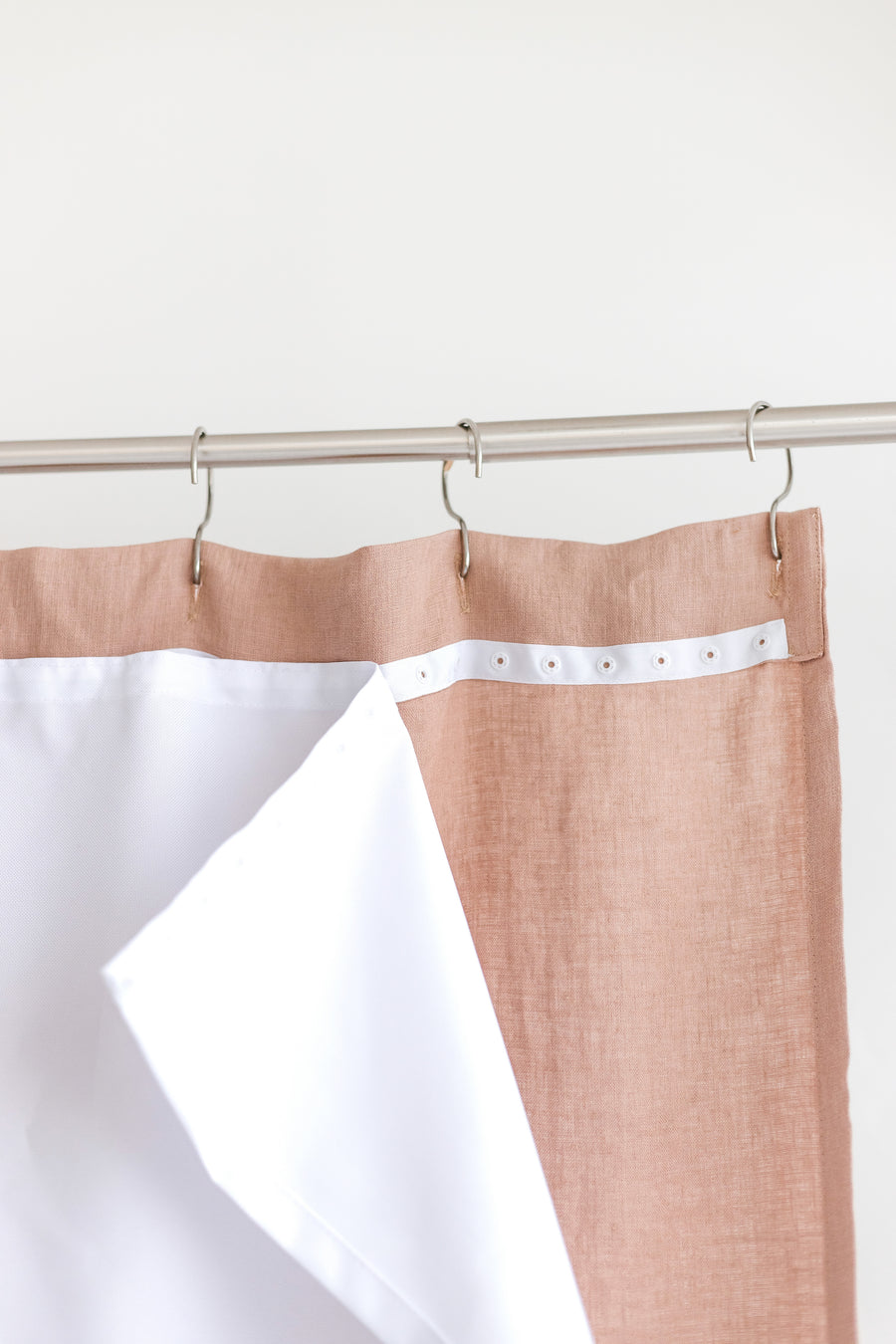 Waterproof Peach Linen Shower Curtain 140cm / 55'' width