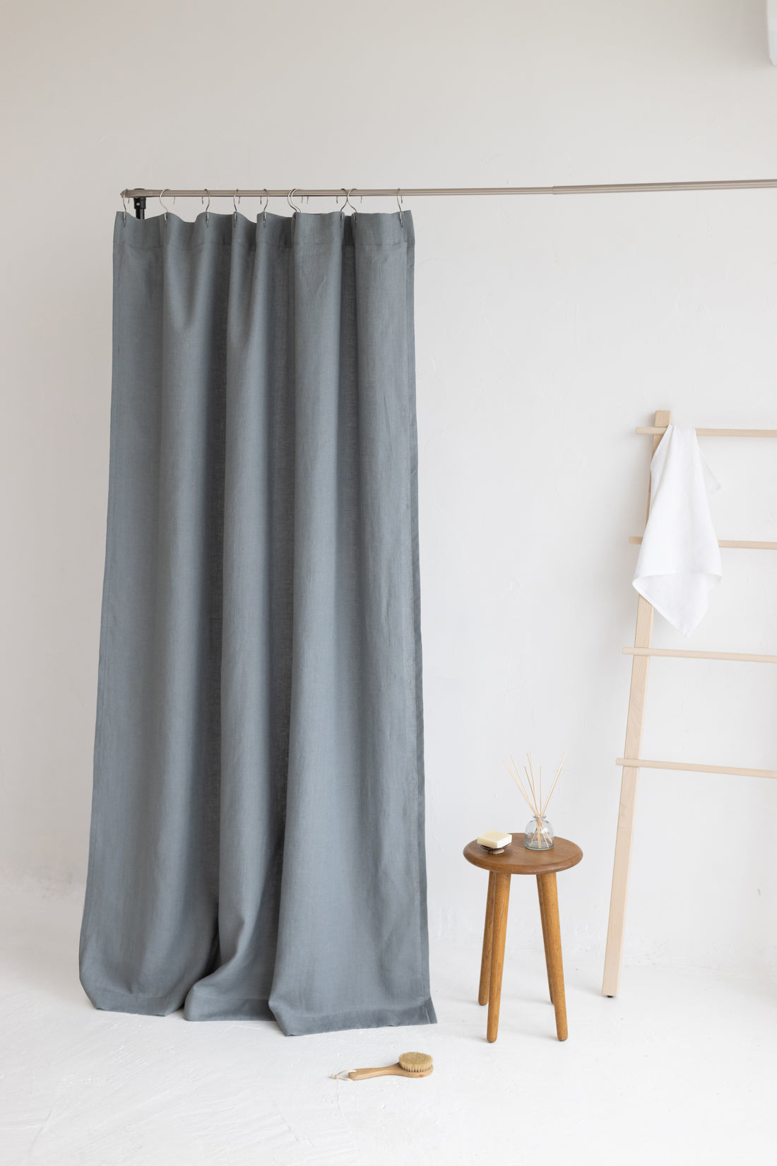 Waterproof Pigeon Gray Linen Shower Curtain 140cm / 55&