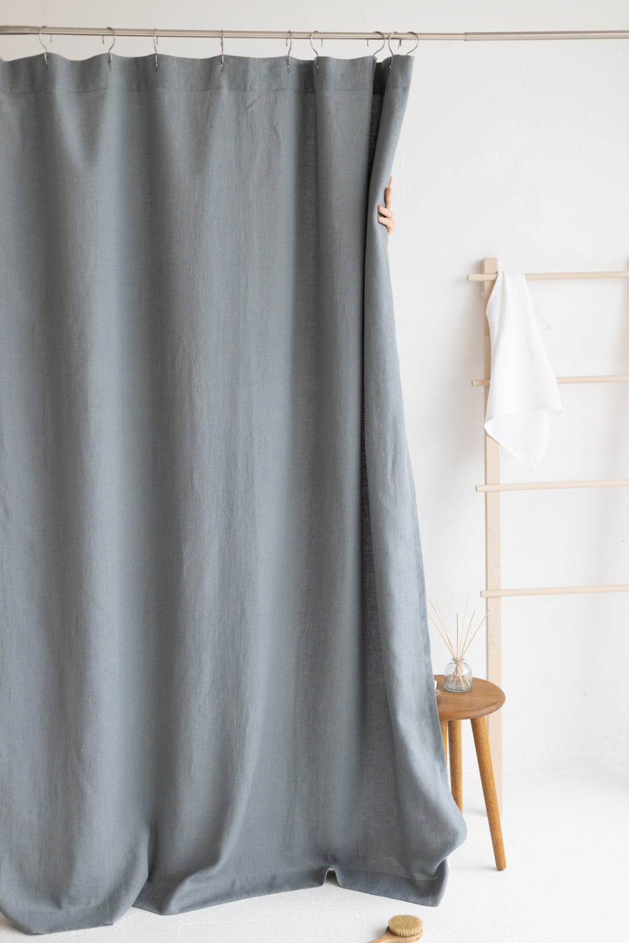Waterproof Pigeon Gray Linen Shower Curtain 140cm / 55'' width