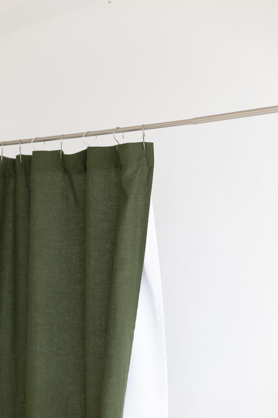 Waterproof Dark Green Linen Shower Curtain 140cm / 55'' width