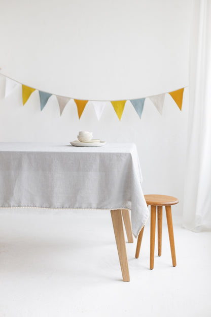 linen pom pom curtain