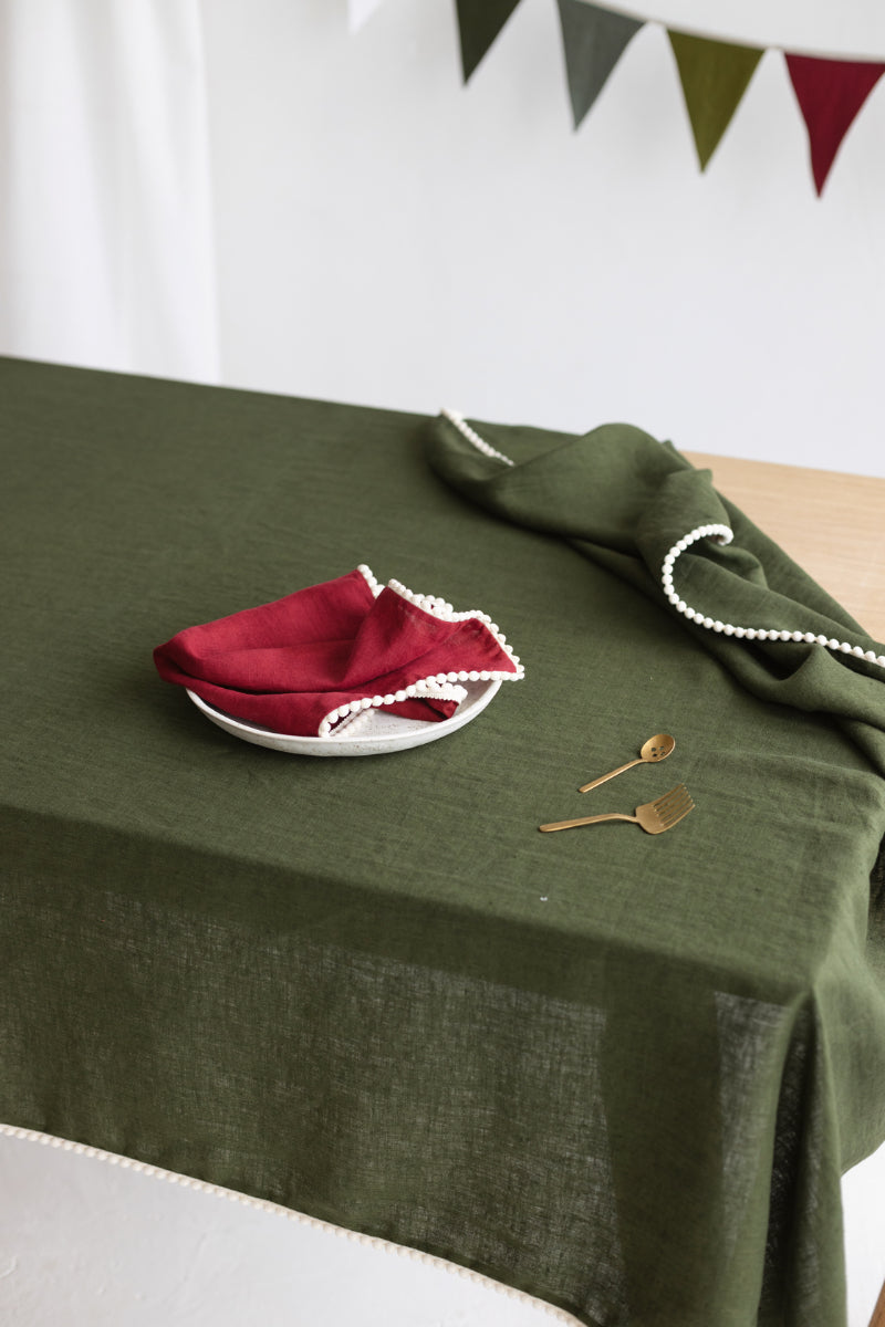 linen pom pom napkin