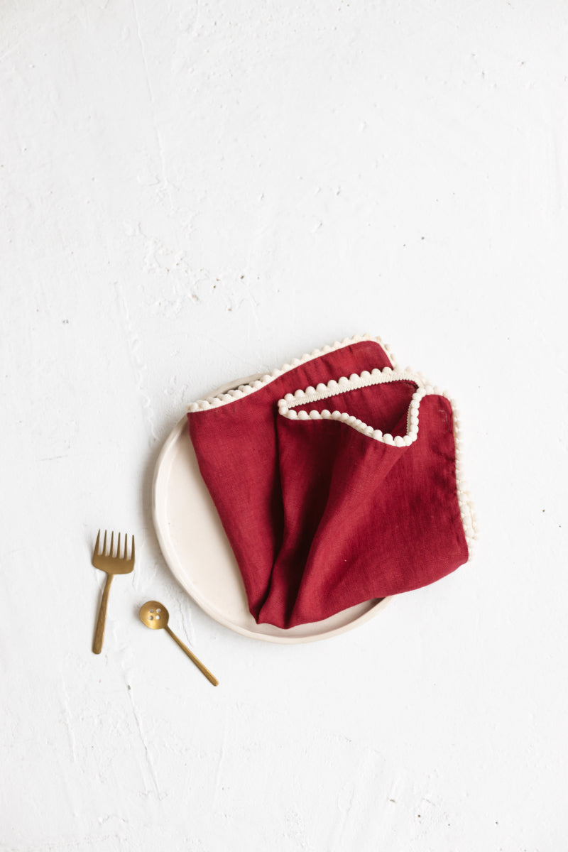 linen pom pom napkin