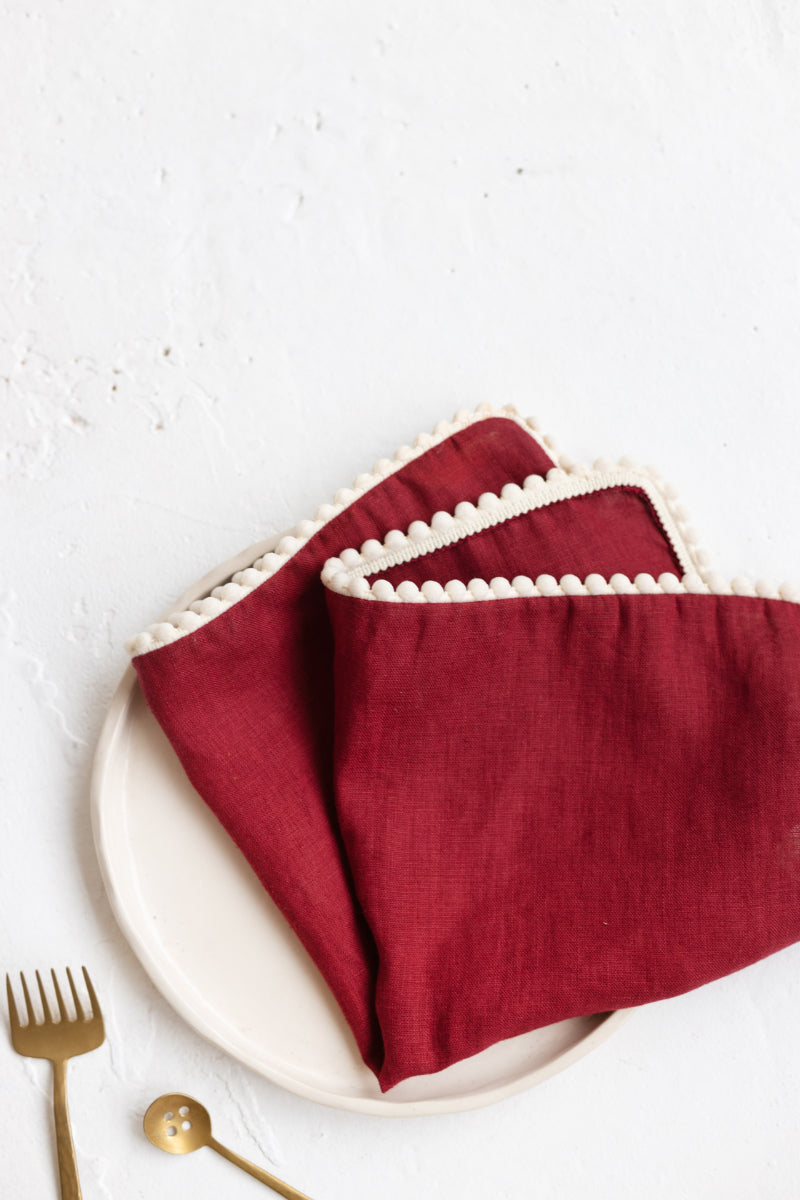 linen pom pom napkin