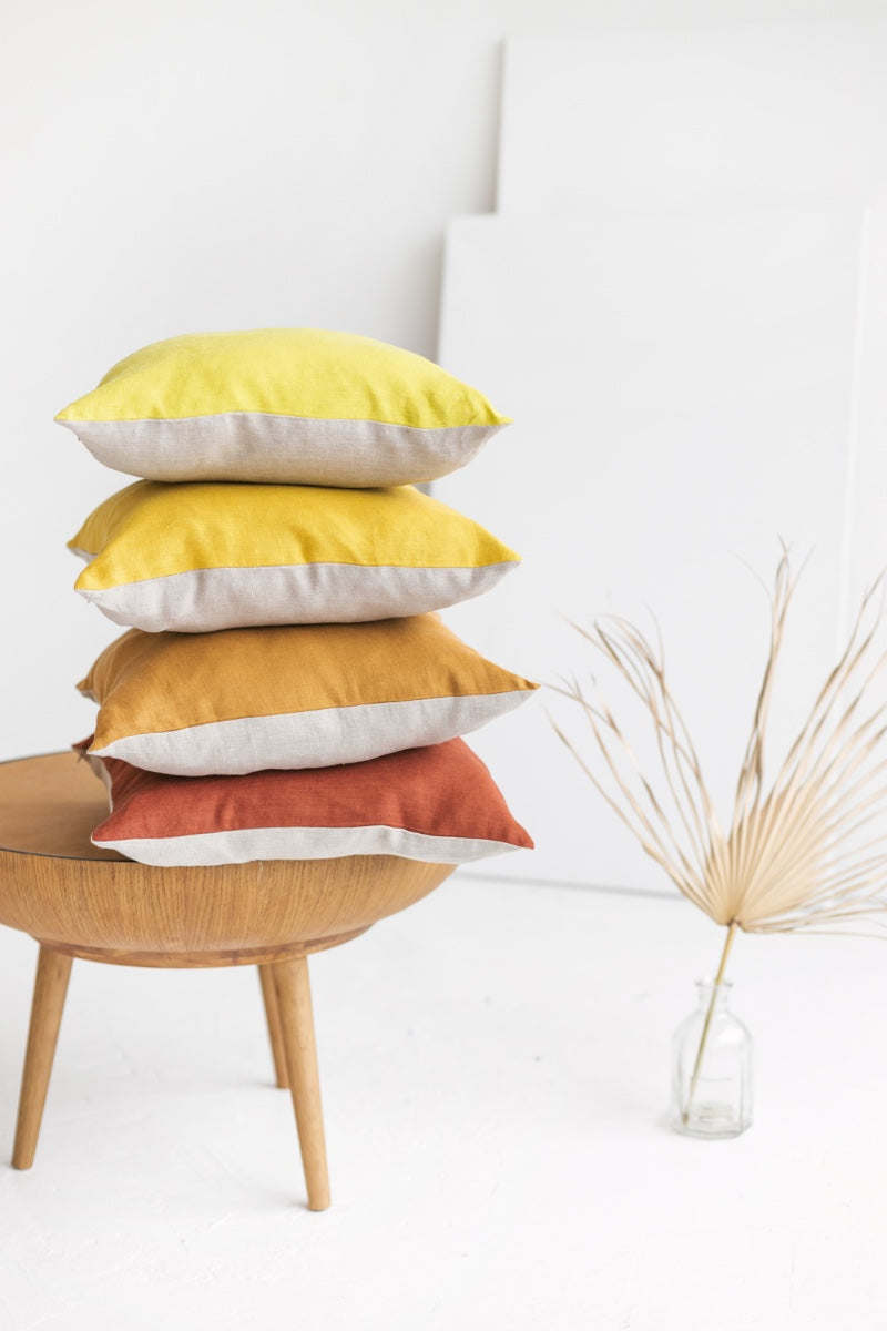 color block linen pillowcase