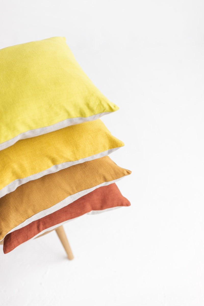 color block linen pillowcase