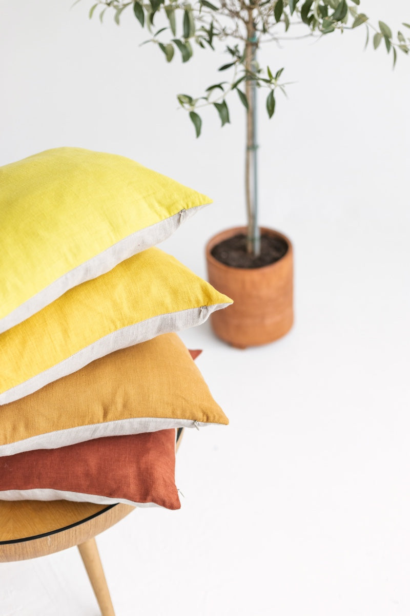 color block linen pillowcase