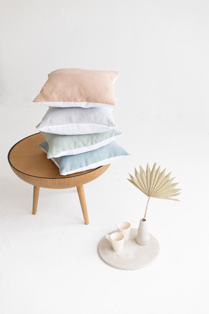 color block linen pillow case