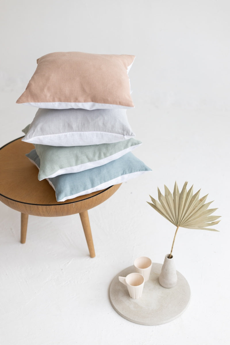 color block linen pillow case