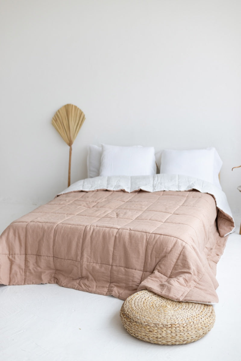 quilted linen bedspread