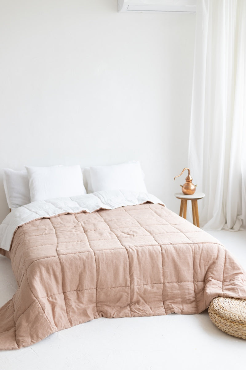 quilted linen bedspread