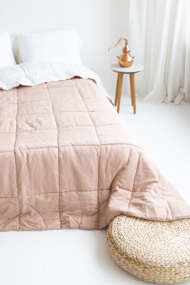 quilted linen bedspread