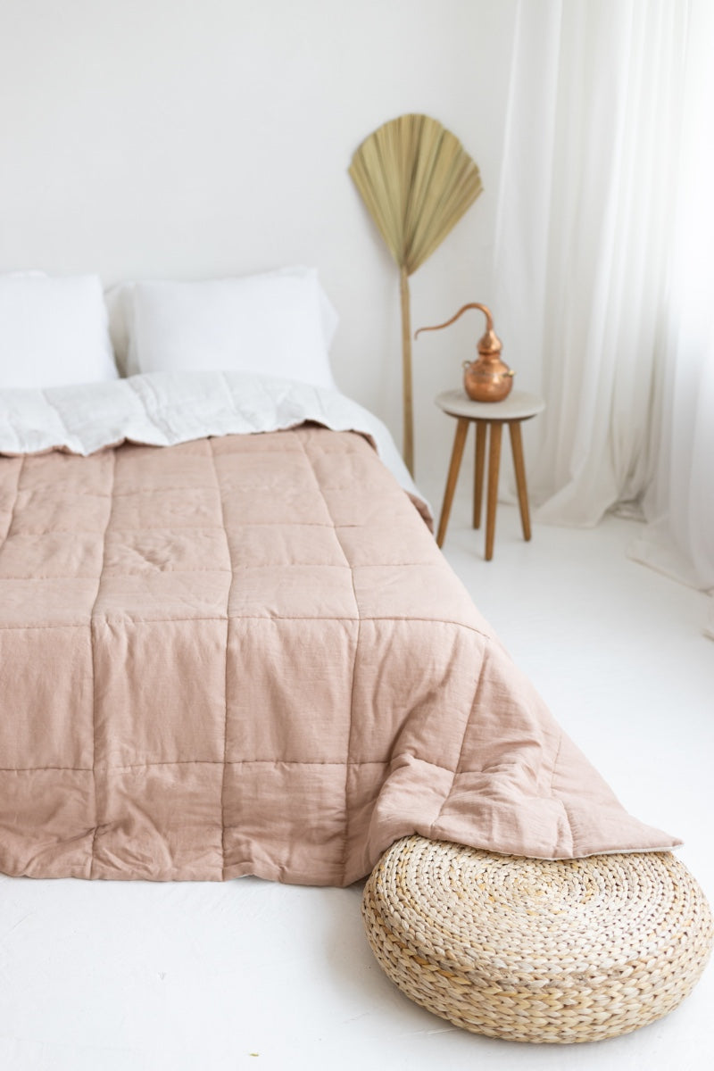 quilted linen bedspread