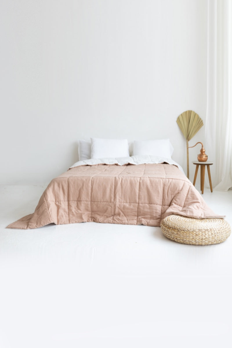 quilted linen bedspread