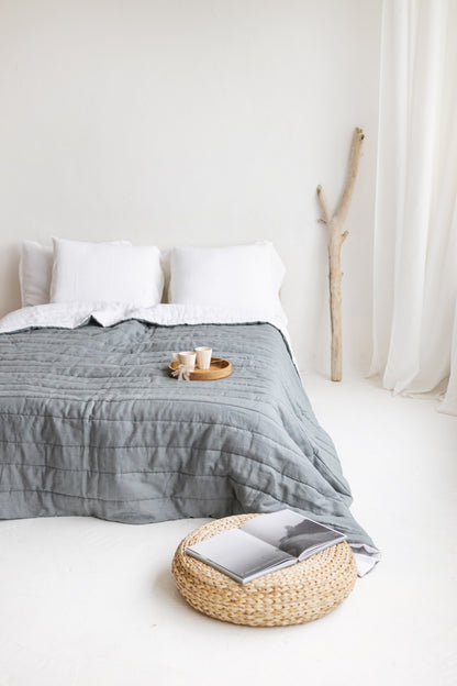 quilted linen bedspread