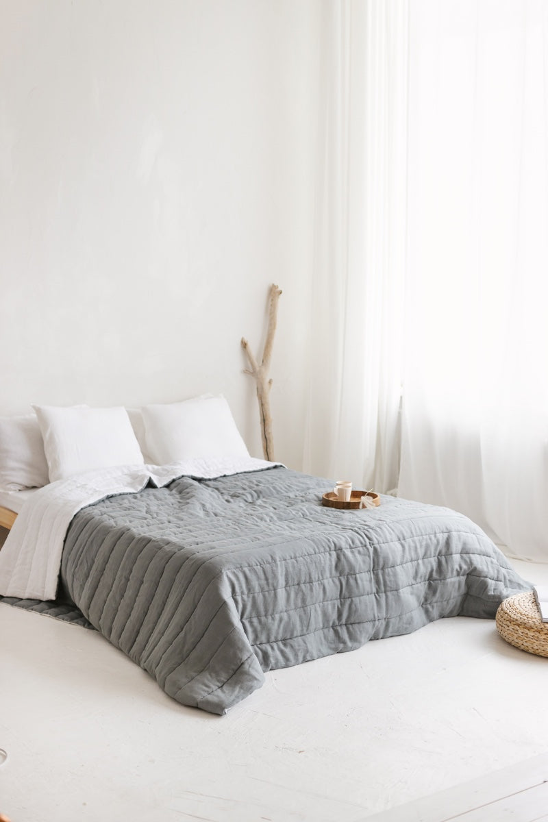 quilted linen bedspread