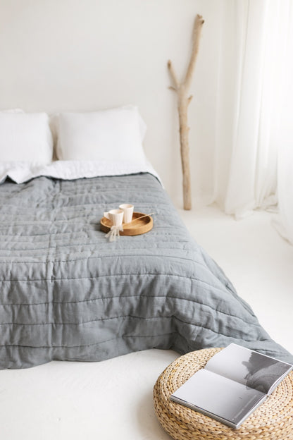 quilted linen bedspread