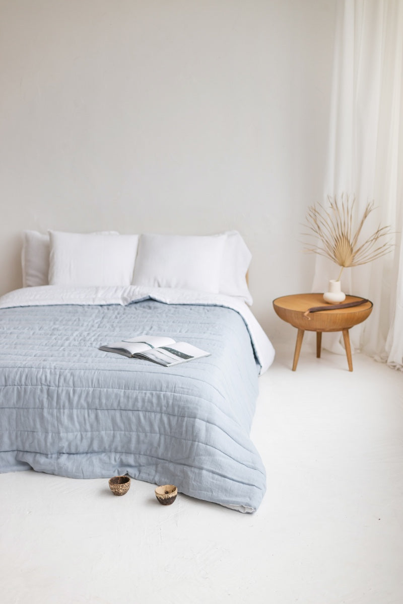 quilted linen bedspread