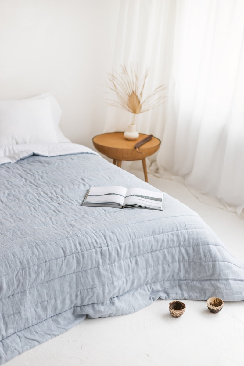 quilted linen bedspread