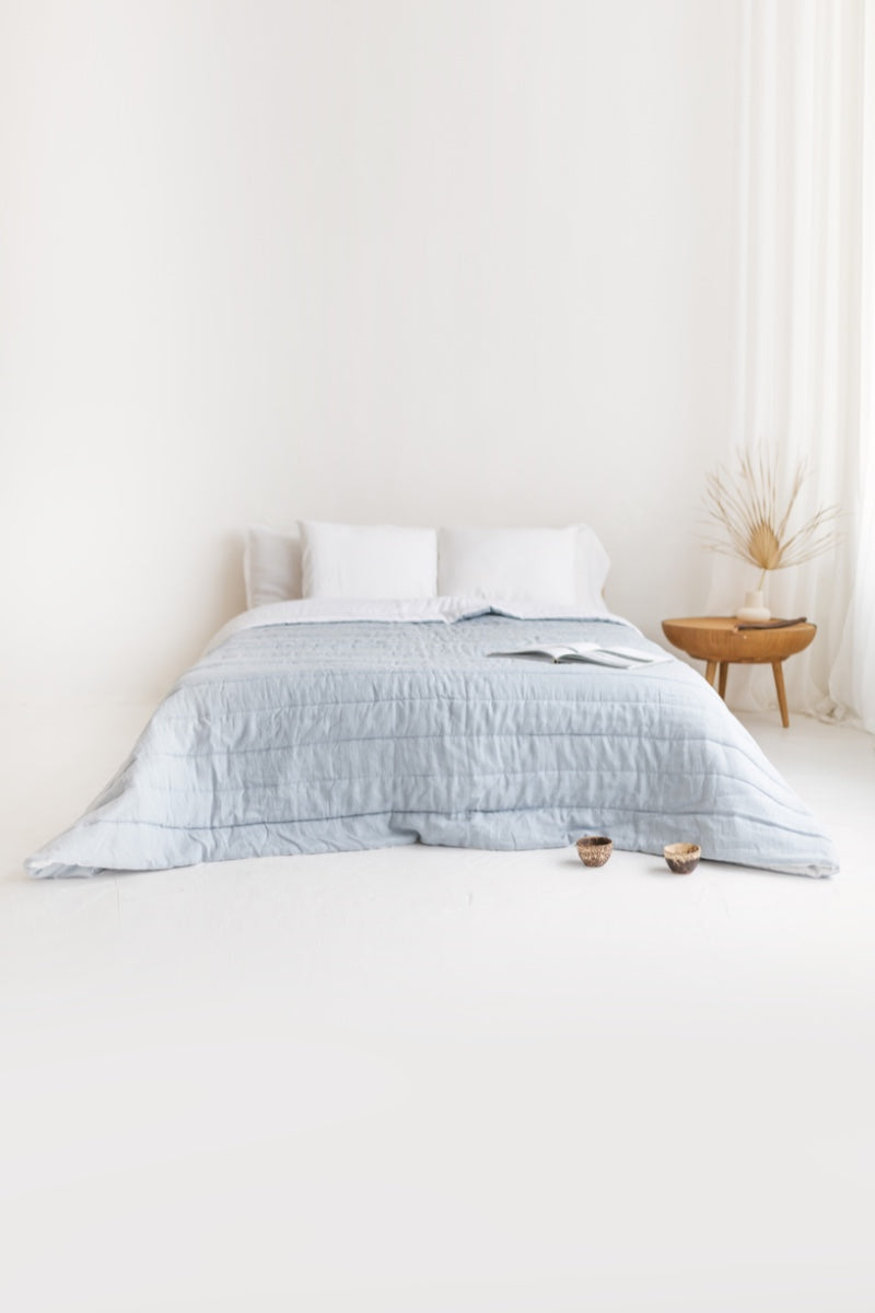 quilted linen bedspread