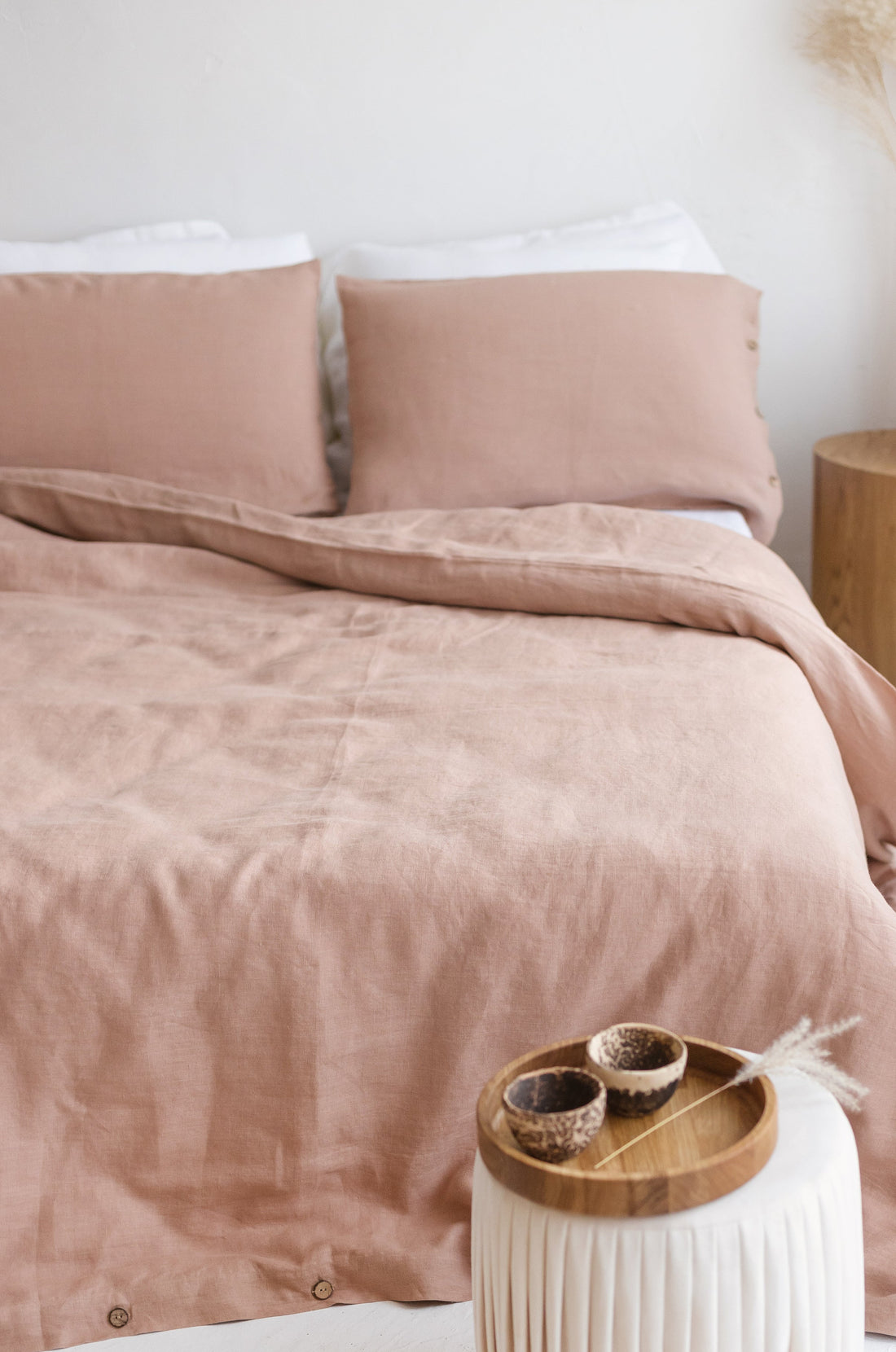 Peach Linen Pillowcase