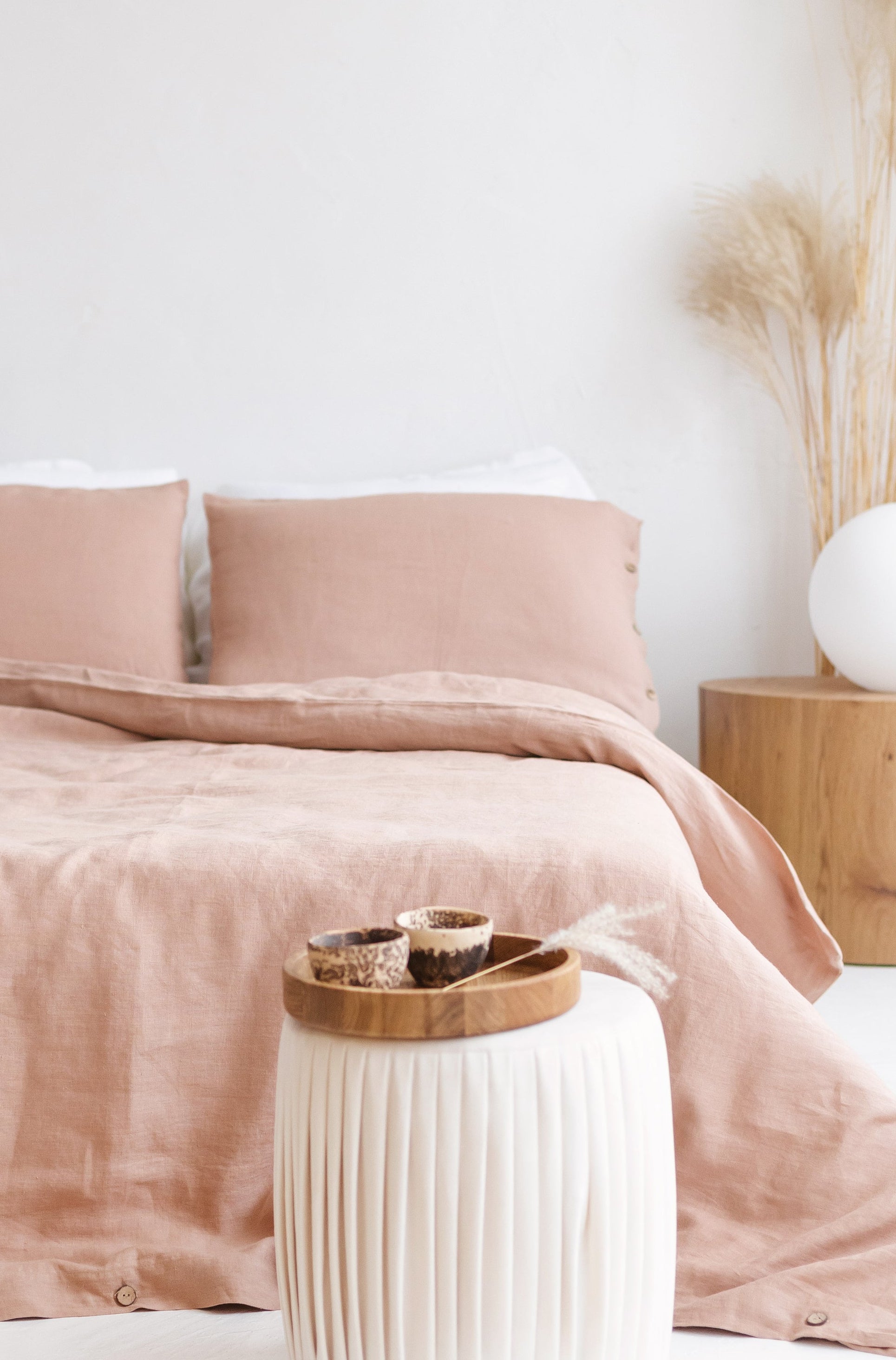 peach linen duvet cover
