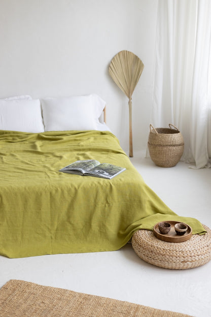 Lime Linen Bedspread