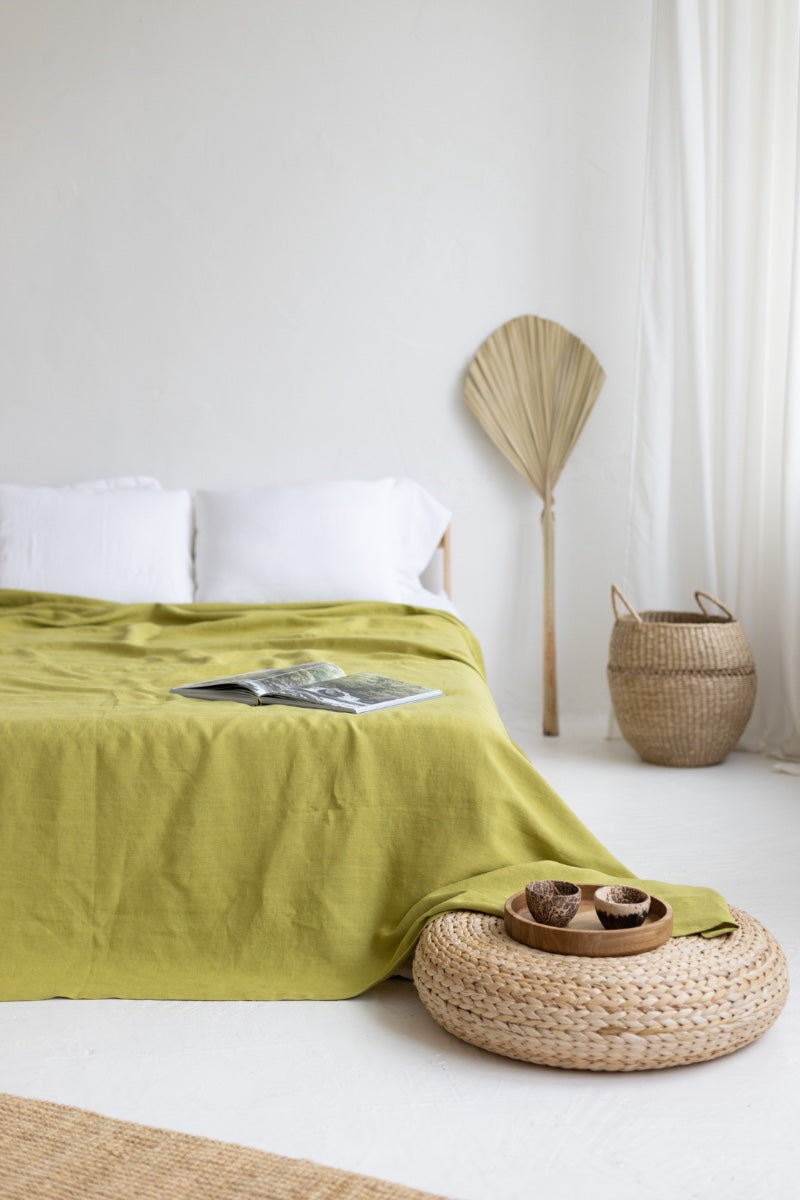 Lime Linen Bedspread