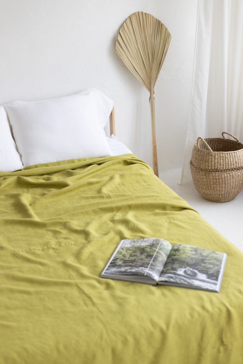 Lime Linen Bedspread