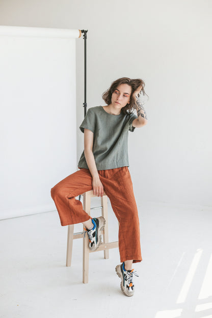 Rusty Linen Culottes